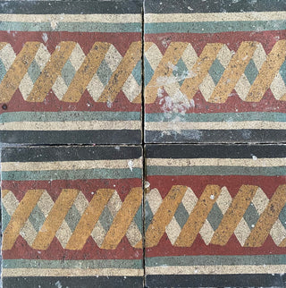 Yellow Cubist Border Antique
