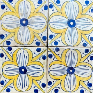 Glazed Blue and Yellow French Daisy - 1