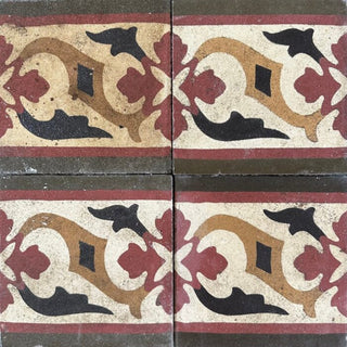 Exotic Red Daisy Border Antique - 1