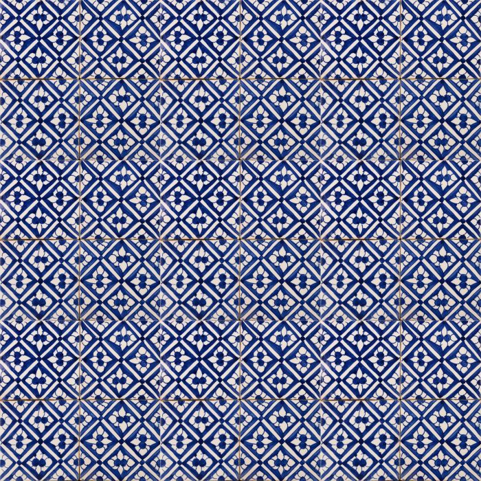 Moroccan Handmade Tiles - Navy Lily Glazed Large