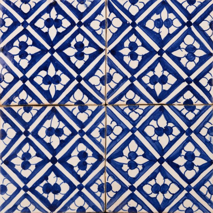Moroccan Handmade Tiles - Navy Lily Glazed