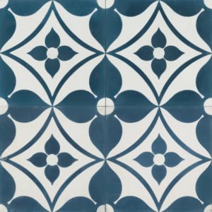 Navy blue tile with floral pattern
