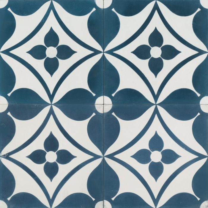 Navy blue tile with floral pattern
