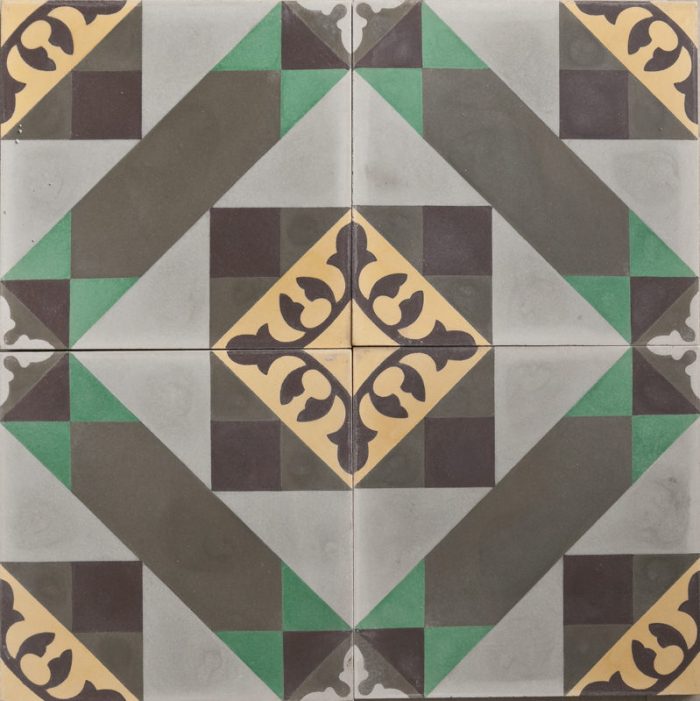 Grey and green patterned tile