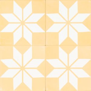 light yellow tile with white star shapes