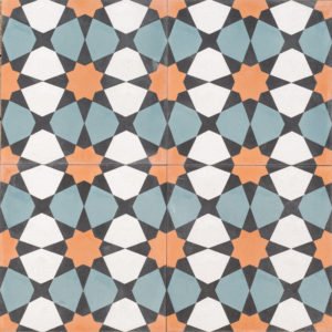 mosaic pattern with blue and orange