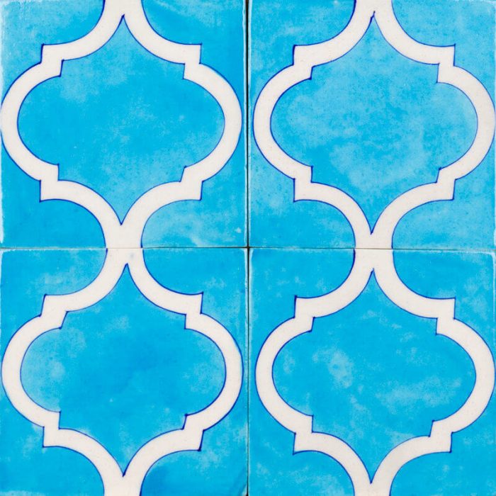 Glazed Feature Tiles - Aqua Arabesque