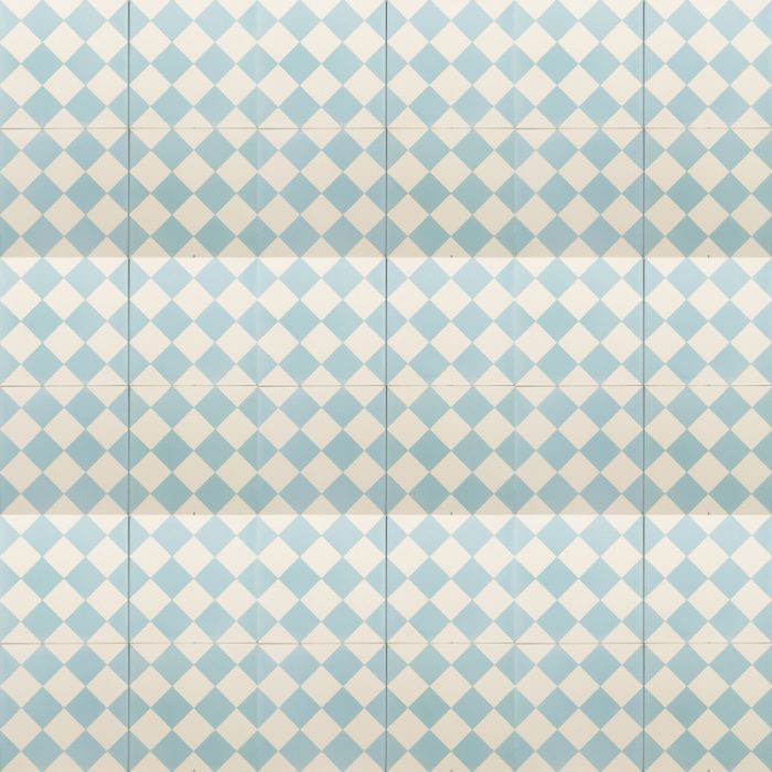 Blue and white checkered tile