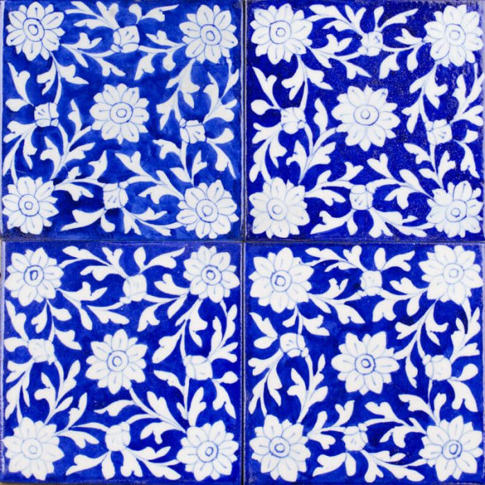 Glazed Feature Tiles - Blue Flora