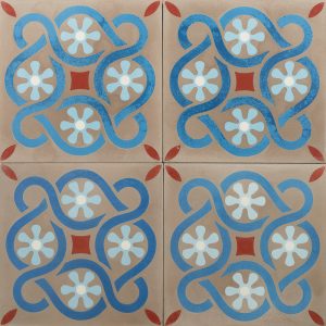 grey tile with blue pattern