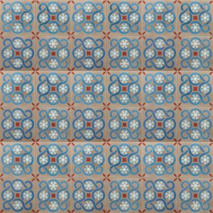 Grey tile with blue pattern