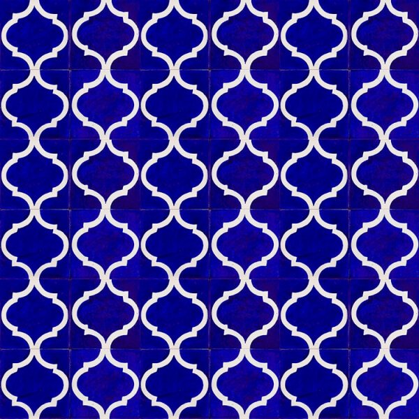 Glazed Feature Tiles - Cobalt Arabesque