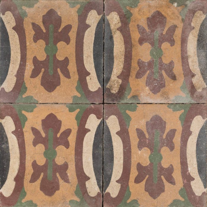 Antique Encaustic Cement Tiles - Gecko Border Antique