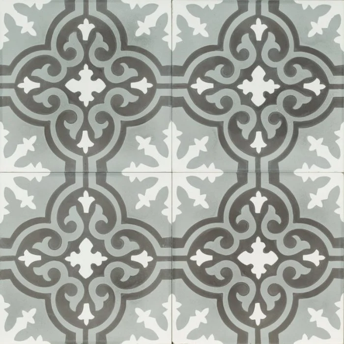 Outdoor Tiles - Grey and Black Flower