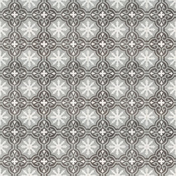 Outdoor Tiles - Grey and Black Flower