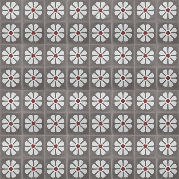 Reproduction Tiles - Grey and White Flower