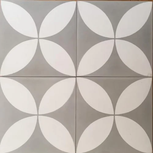 Reproduction Tiles - Grey Fleur