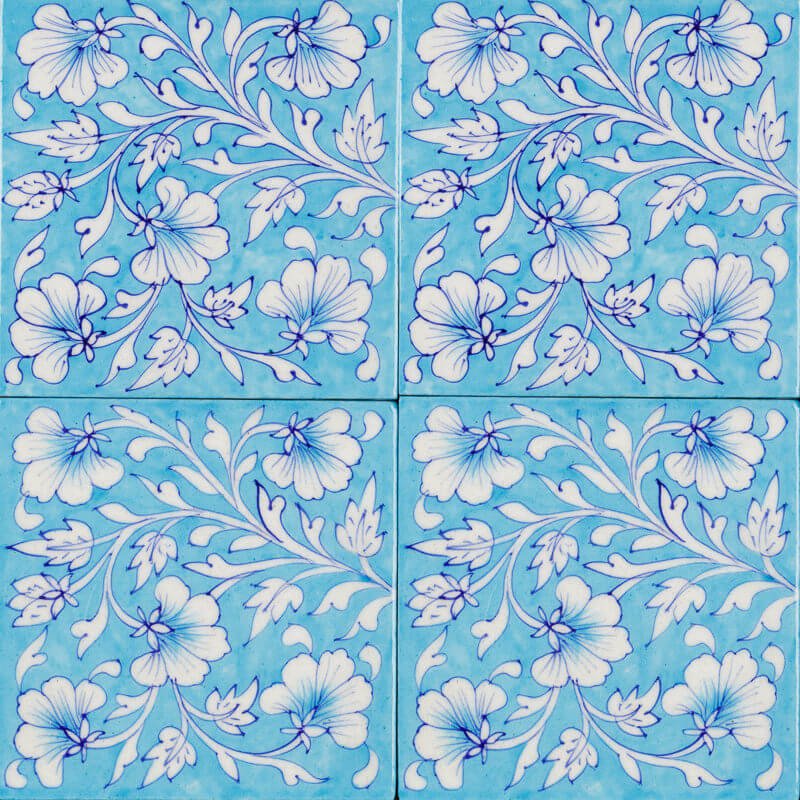Outdoor Tiles - Light Blue Flora