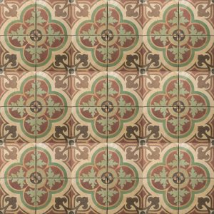 Brown and green clover patterned tile
