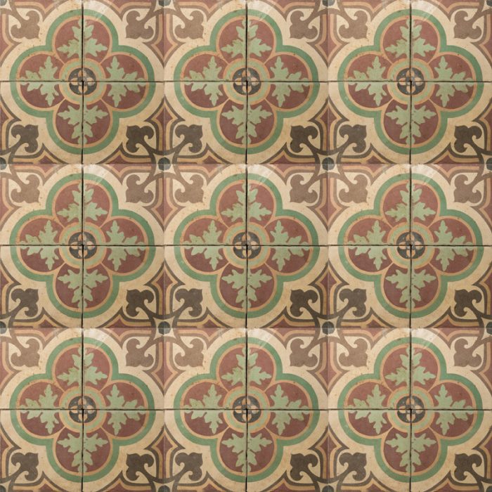 Brown and green clover patterned tile