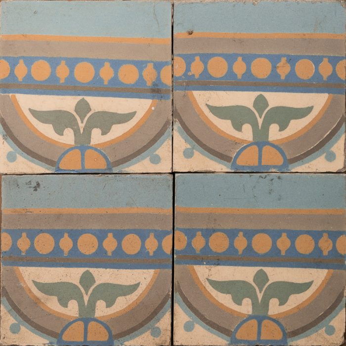 Antique Encaustic Cement Tiles - Papillon Border Antique