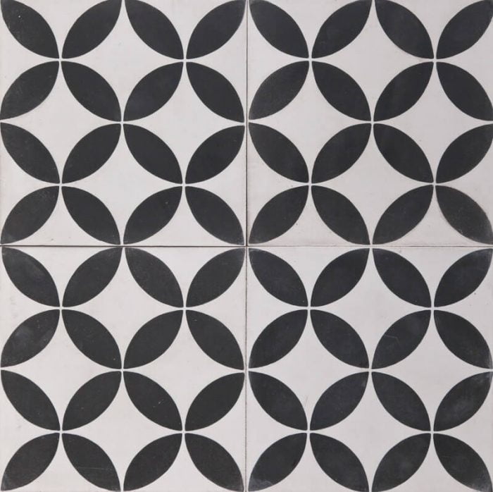 Reproduction Tiles - Petite Black Fleur