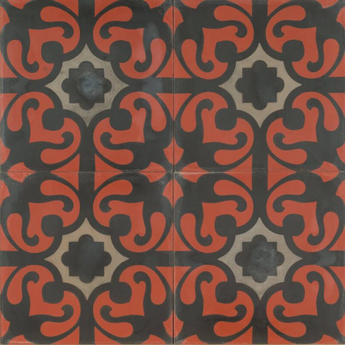 Reproduction Tiles - Red Exotic Flower