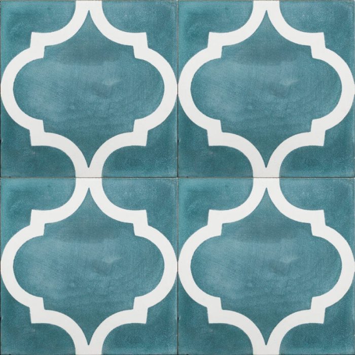 teal tile with white pattern