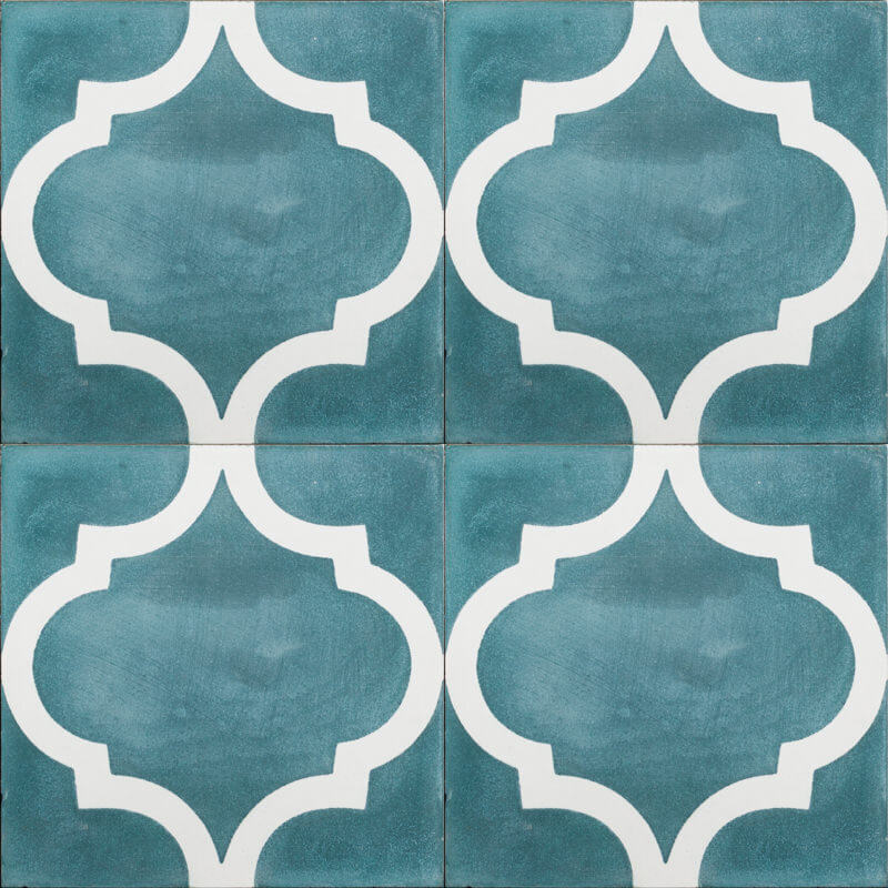 Reproduction Tiles - Teal Arabesque