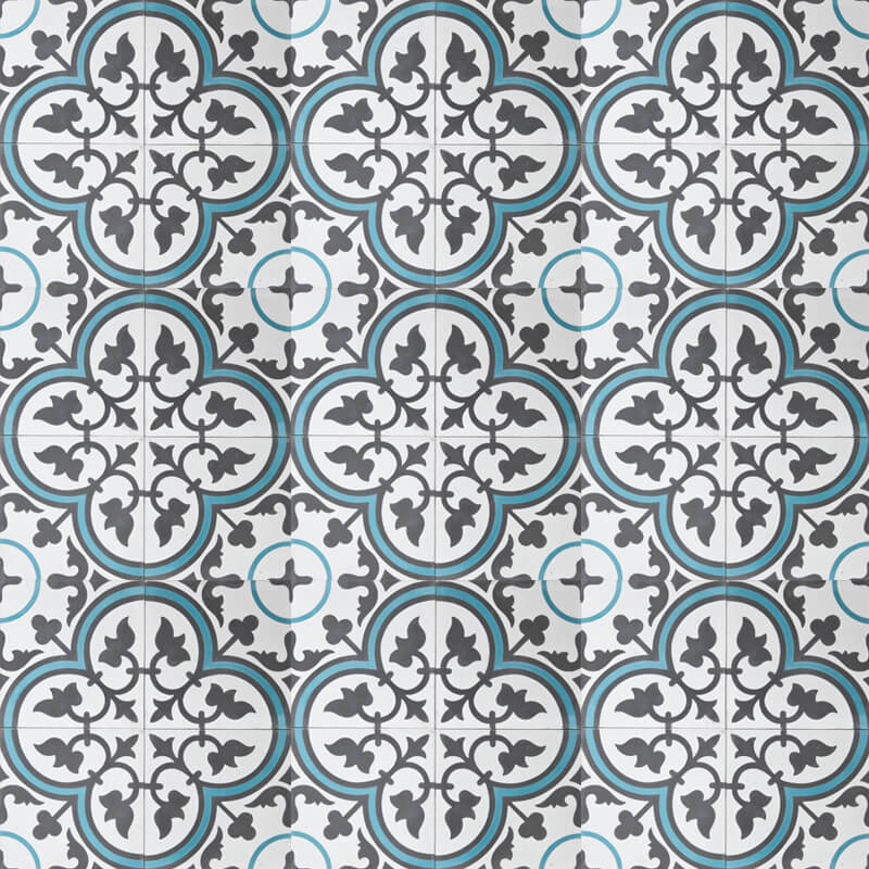 Reproduction Tiles - Teal Clover