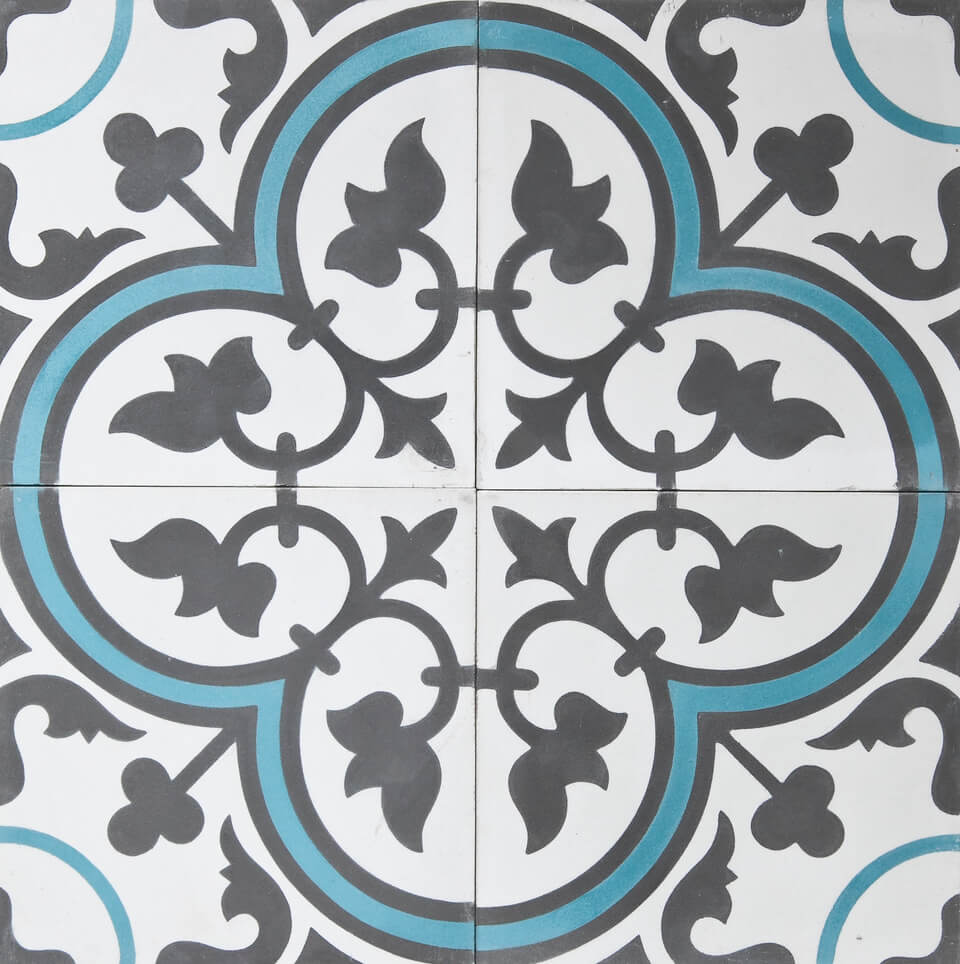 Reproduction Tiles - Teal Clover