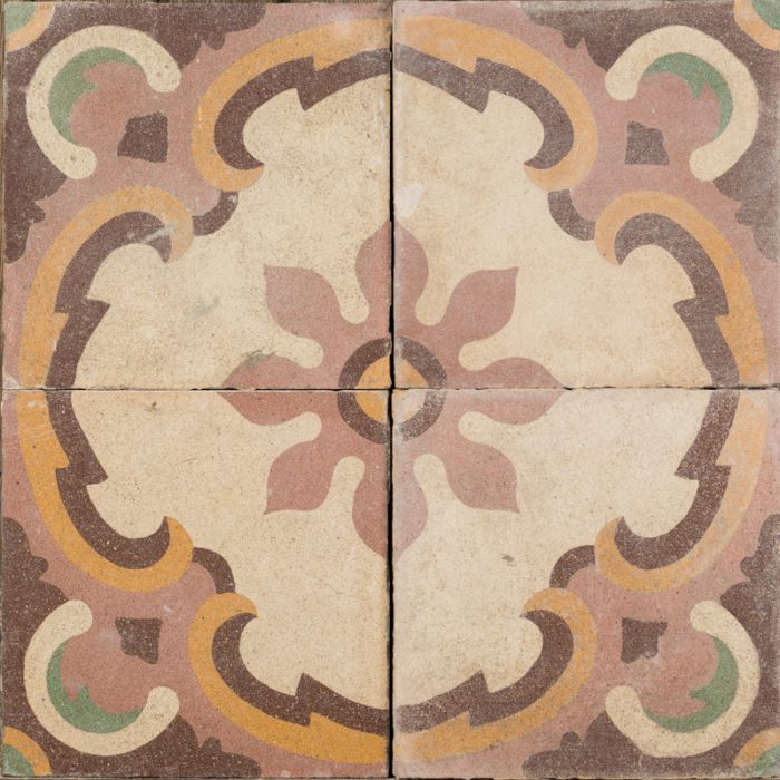 Antique Encaustic Cement Tiles - Desert Rose Antique