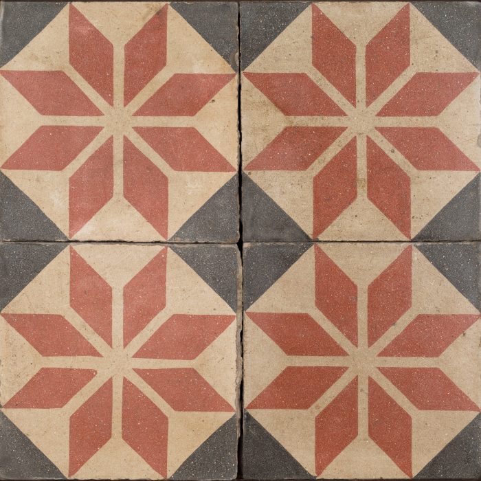 Antique Encaustic Cement Tiles - Red Crystal Antique