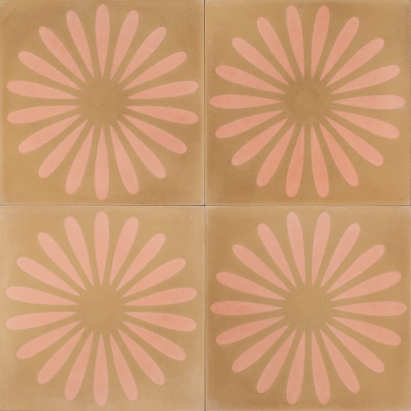 Blush flower tile brings joy to every space.