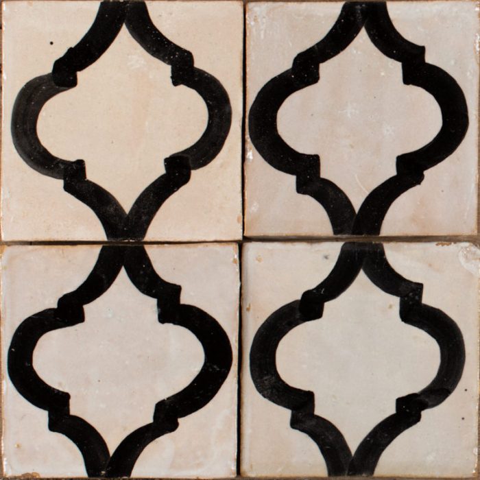 Moroccan Handmade Tiles - Black Arabesque Glazed