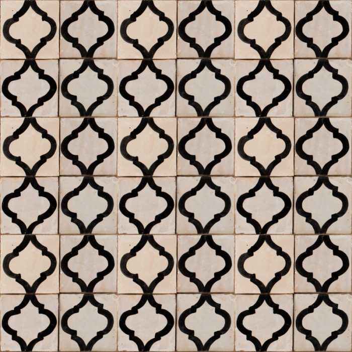 Moroccan Handmade Tiles - Black Arabesque Glazed