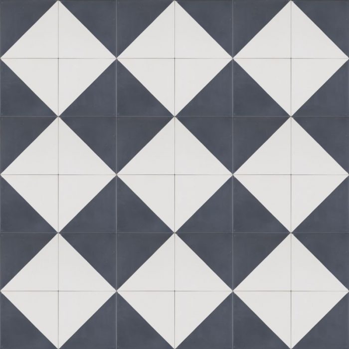Outdoor Tiles - Smokey Navy And White Diamond
