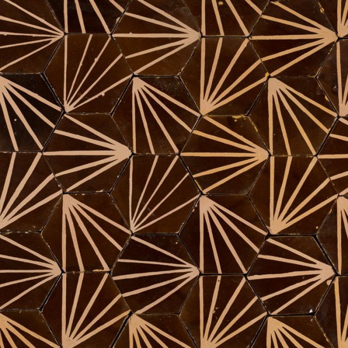Moroccan Handmade Tiles - Chocolate Sun Rays