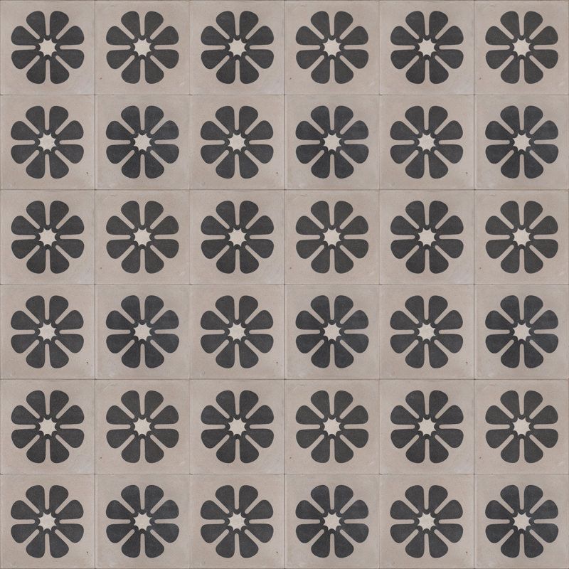 Outdoor Tiles - Black Flora