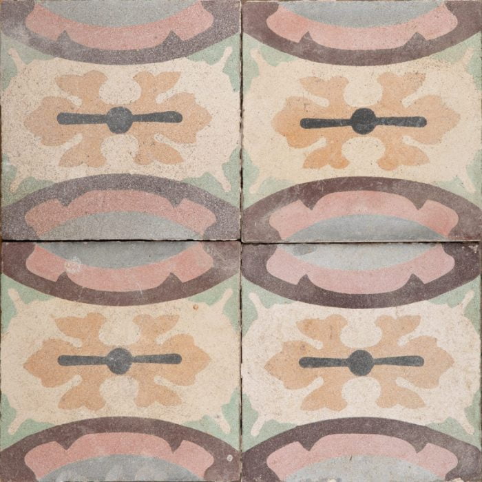 Antique Encaustic Cement Tiles - Pink Jaiselmer Border Antique