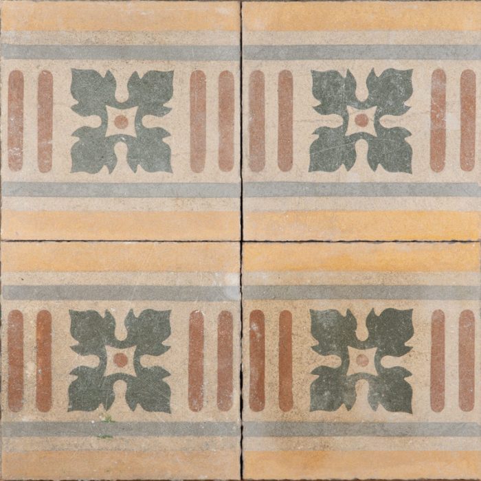 Antique Encaustic Cement Tiles - Yellow Lily Antique Border