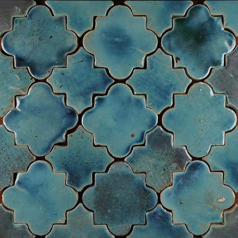 Glazed Feature Tiles - Turquoise Blossom
