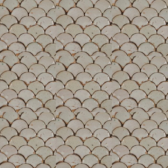 Glazed Feature Tiles - Mosaic Scallop - Sandy White