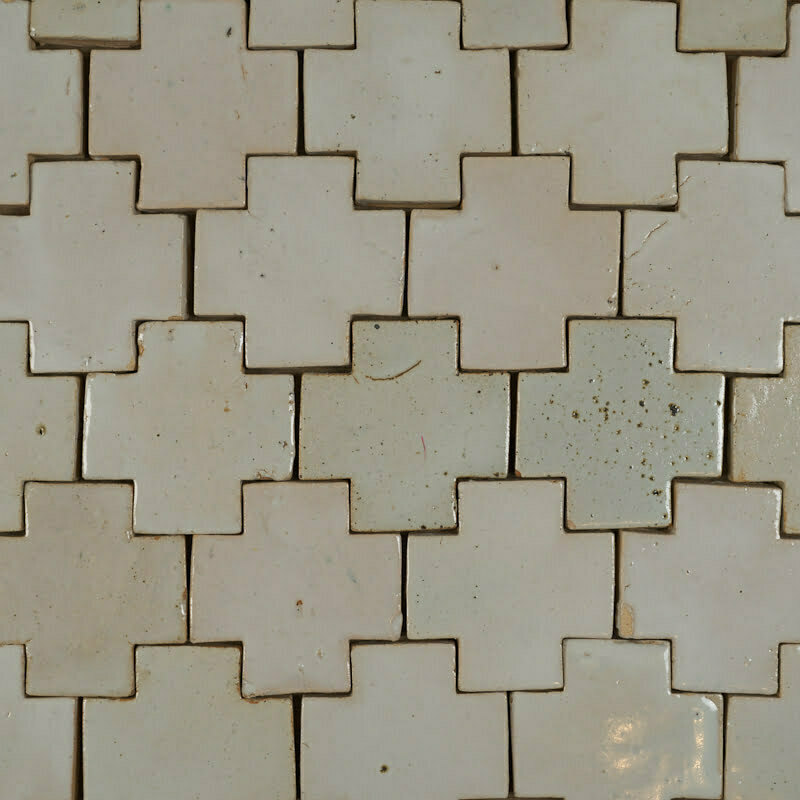 Outdoor Tiles - White Glazed Crosses