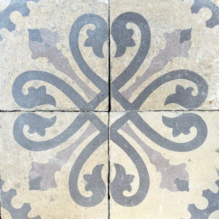 Antique Encaustic Cement Tiles - Medieval Lotus Antique