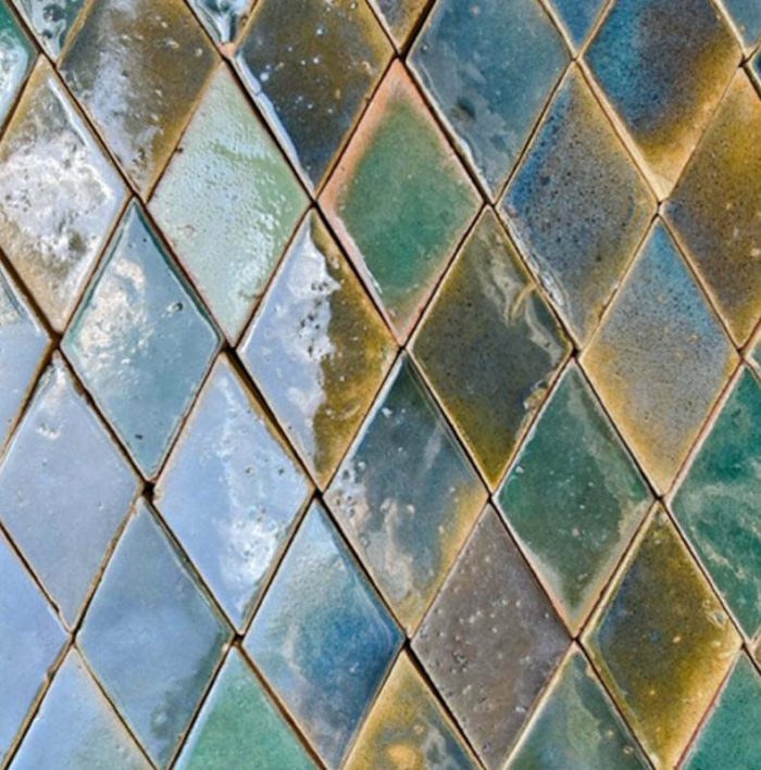 Outdoor Tiles - Blue Green Diamonds