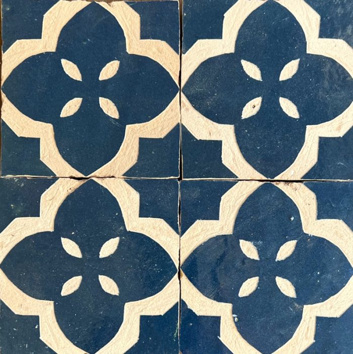 Moroccan Handmade Tiles - Glazed Navy Lace