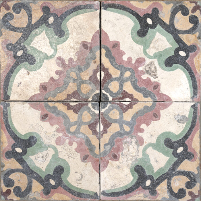 Antique Encaustic Cement Tiles - Pink Lotus Antique